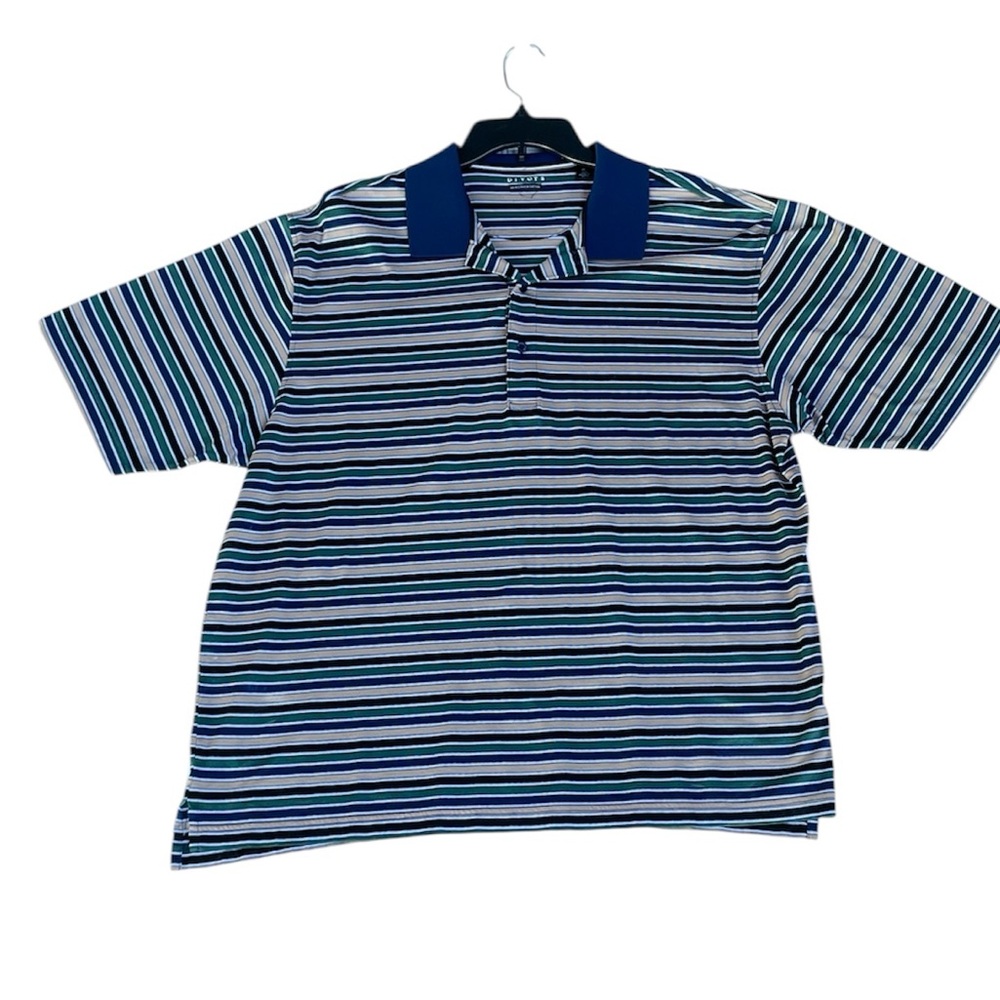 DIVOTS MENS STRIPED GOLF SHORT SLEEVE POLO MERCERIZED COTTON SIZE XL
